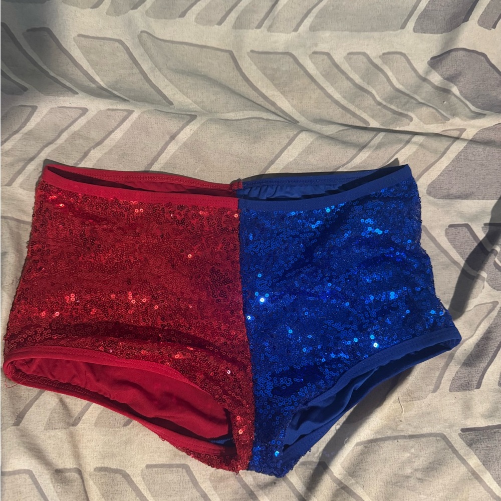 Amazon Women's High Waist Sequin Shorts - Vibrant Red and Blue
